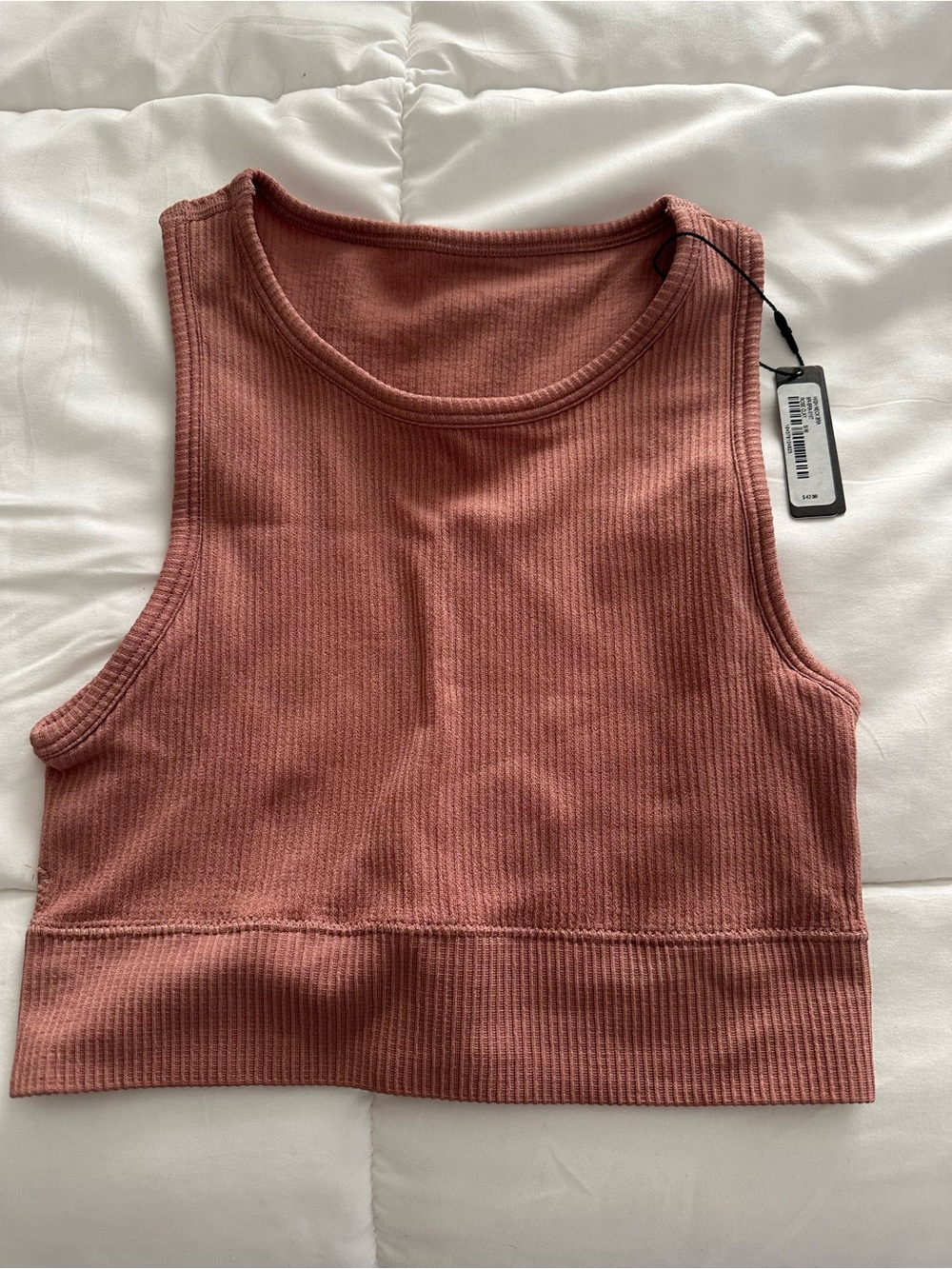 Skims Ribbed Cropped Tank - Rosewood